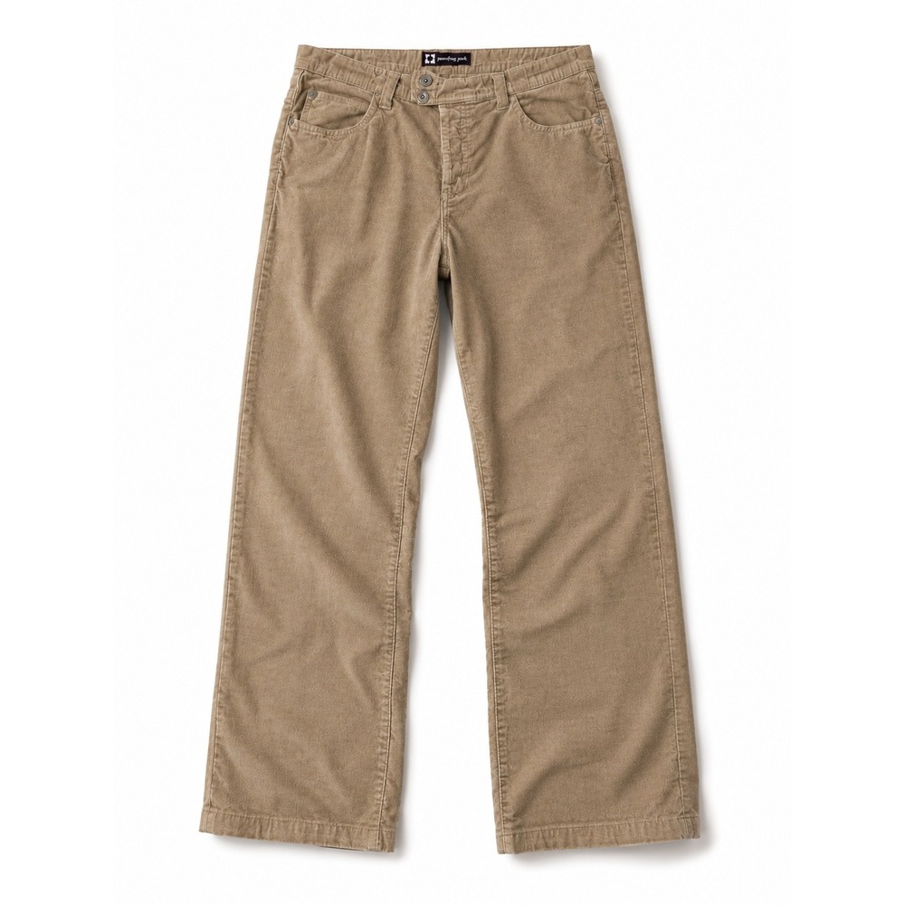VTG University Club Mens 32 Camel Corduroy Pants Wide Leg Button Fly Y2K Relaxed